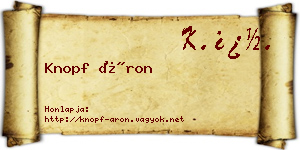 Knopf Áron névjegykártya